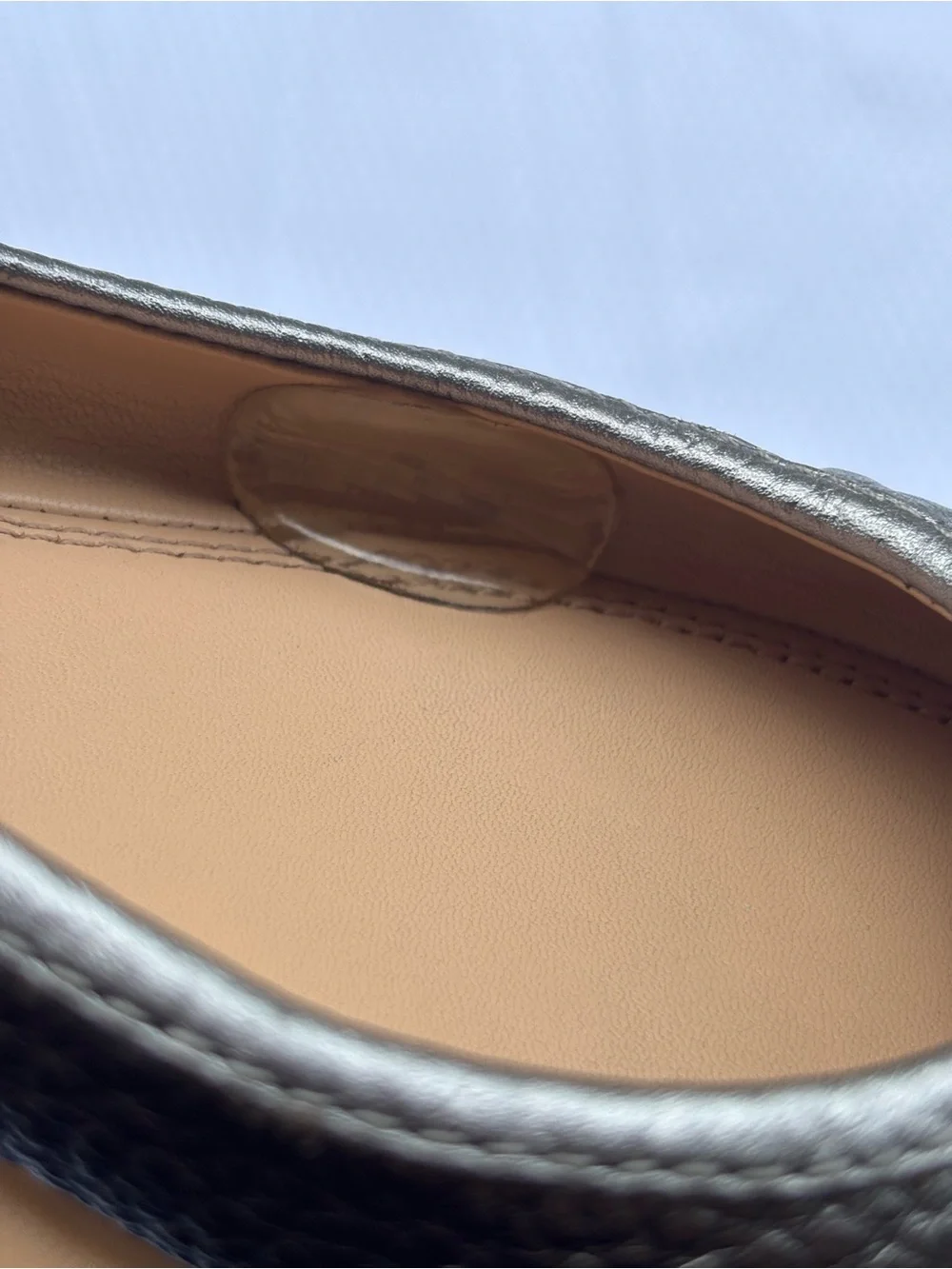 Tory Burch Metallic Silver Leather Ballet Flats